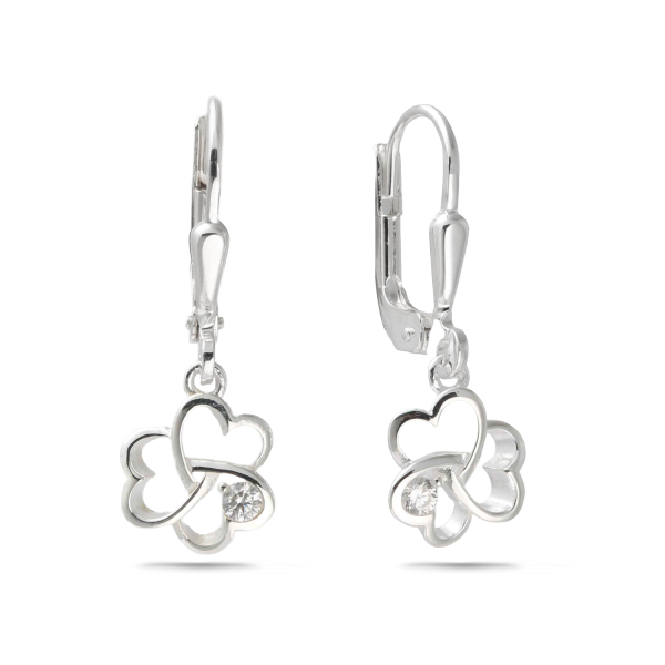 Ohrhänger Kleeblatt Herzen Zirkonia 7,5mm Silber 925/000 rhodiniert