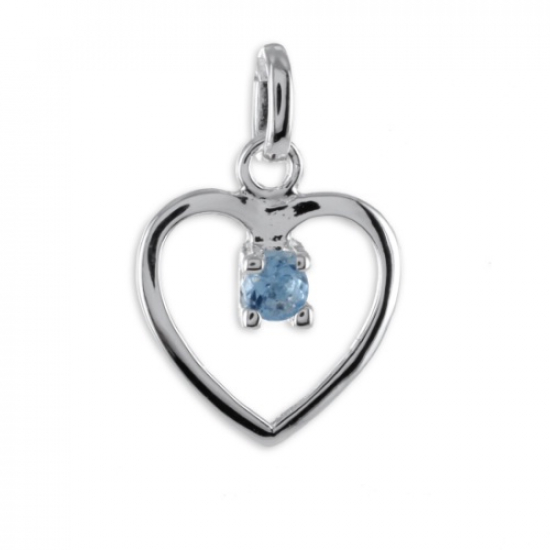 Anhänger Herz mit Kristall hellblau - Silber 925/000