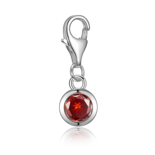 Charm Zirkonia 5mm rot Silber 925/000