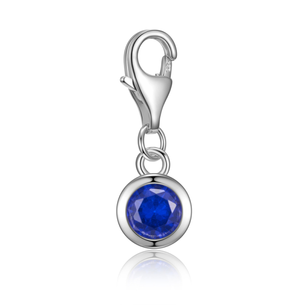 Charm Zirkonia 5mm blau Silber 925/000