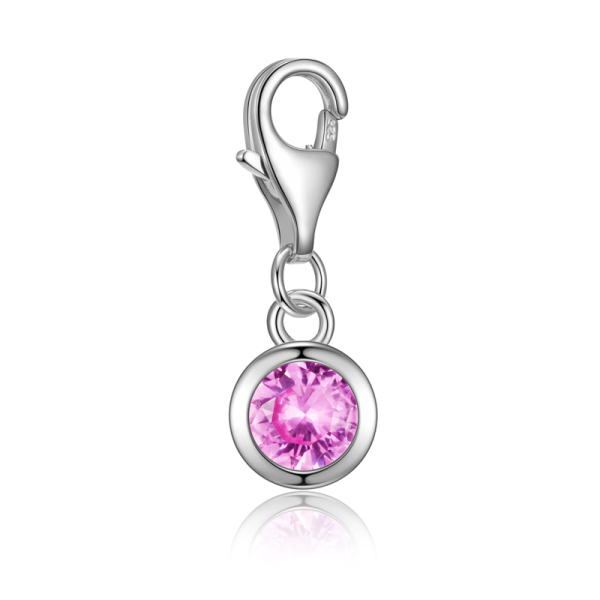 Charm Zirkonia 5mm pink Silber 925/000