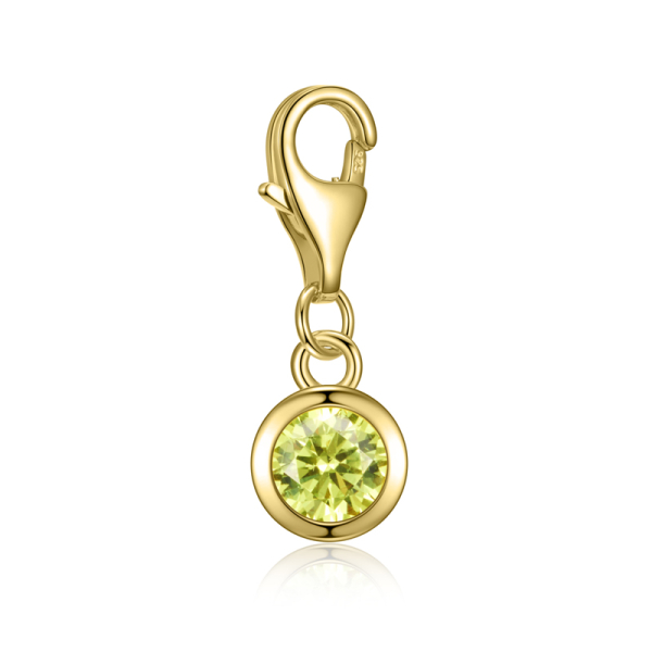 Charm Zirkonia 5mm peridot Silber 925/000 vergoldet