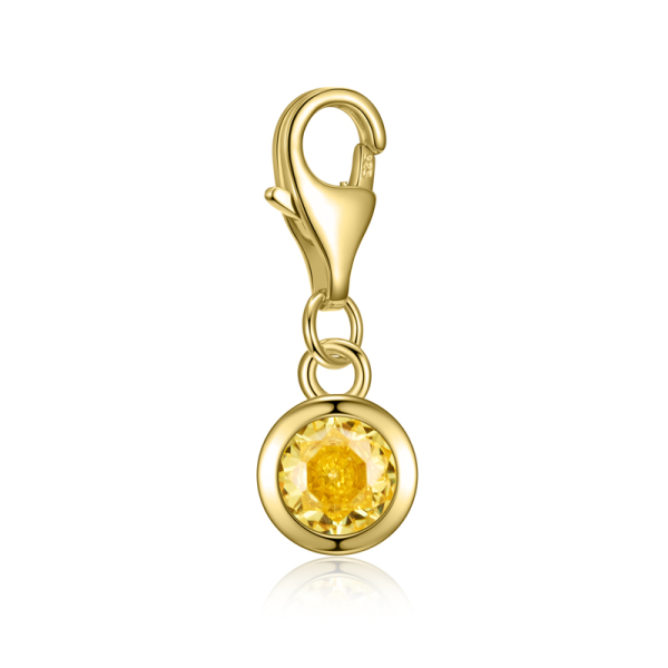 Charm Zirkonia 5mm gelb Silber 925/000 vergoldet