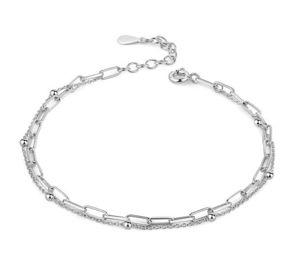 Armband 2-rhg. 17+3cm Silber 925/000 rhodiniert