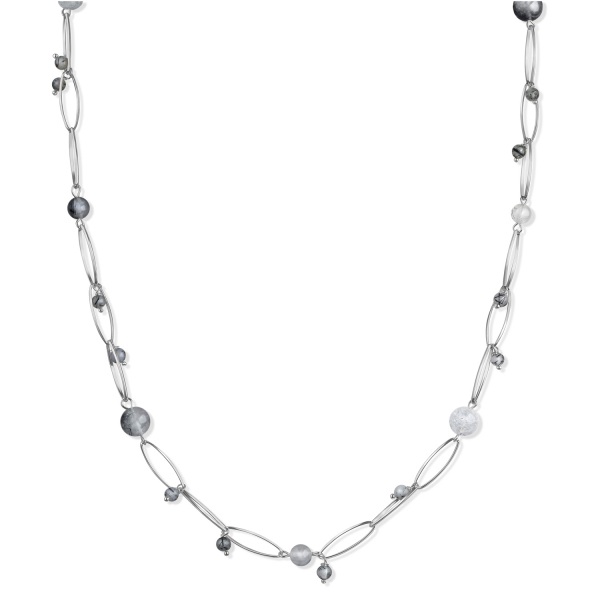Collier mit Kristall & Quarz 55+3cm Silber 925/000
