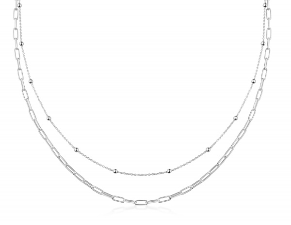 Collier 2-rhg. 40+5cm Silber 925/000 rhodiniert