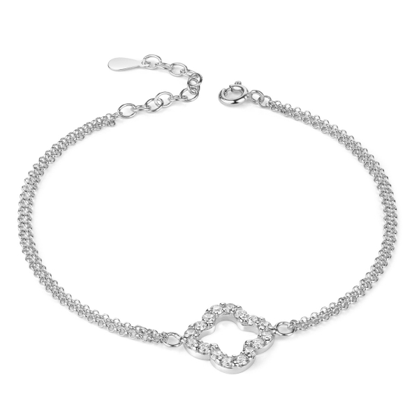 Armband Blume mit 16 Zirkonia Silber 925/000 rhodiniert