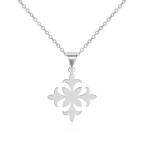 Halskette mit Anhänger Fleur de Lis Kreuz Silber 925/000 rhodiniert