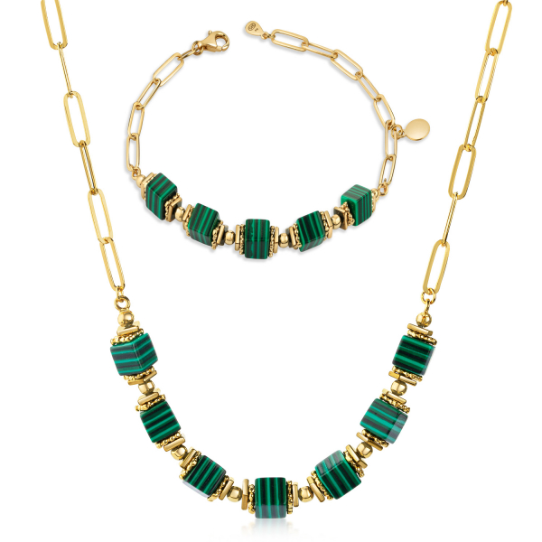 Collier mit Malachit Silber 925/000 vergoldet