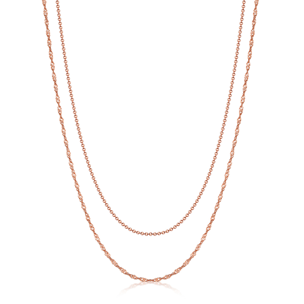 Collier in Layer-Optik Singapur/Kugelkette 40+5cm Silber 925/000 rosé vergoldet