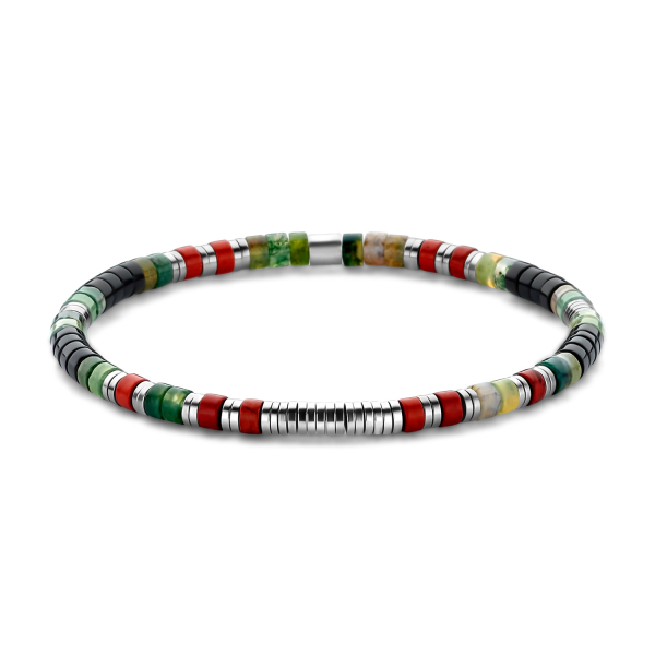 Frank 1967 Armband schwarzer Achat / grüner Achat / roter Stein 4mm