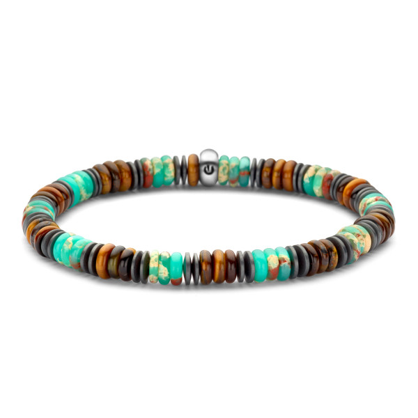 Frank 1967 Armband grüner Schlagenstein / Hämatit / Tigerauge 6mm