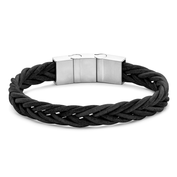 Frank 1967 Armband Echt Leder Schwarz 9mm Edelstahl IPS