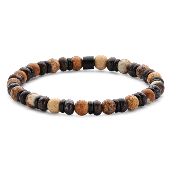 Frank 1967 Armband Achat / Brekzienjaspis 6mm Edelstahl IPB