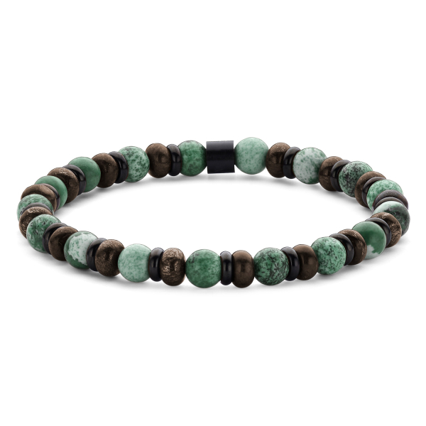 Frank 1967 Armband African Türkis / Brekzienjaspis 6mm Edelstahl IPB