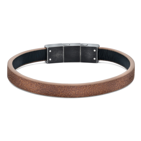 Frank 1967 Armband Echt Leder braun 8,0mm Edelstahl IPB
