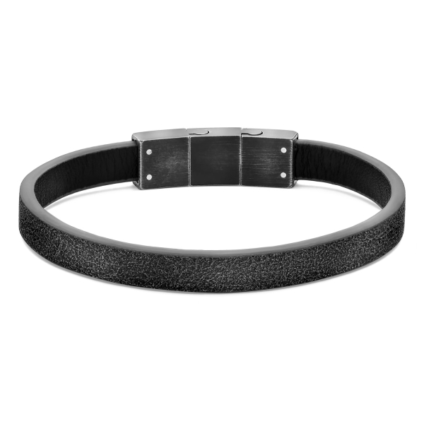 Frank 1967 Armband Echt Leder schwarz 8,0mm Edelstahl IPB