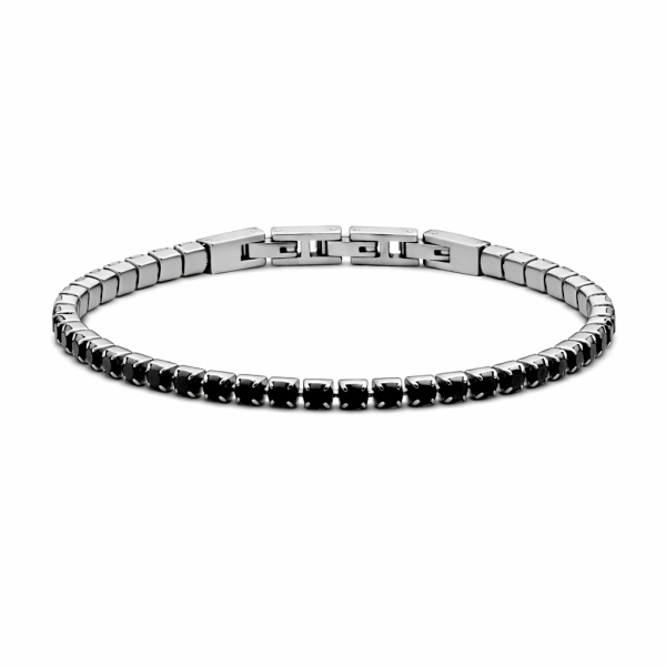 Frank 1967 Armband mit Zirkonia schwarz Ø 4mm  Edelstahl IPS