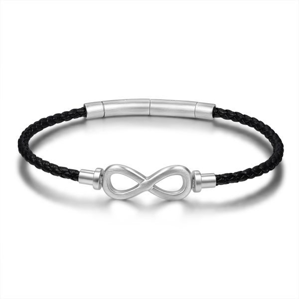 Frank 1967 Armband Infinity Echt Leder schwarz Edelstahl IPS