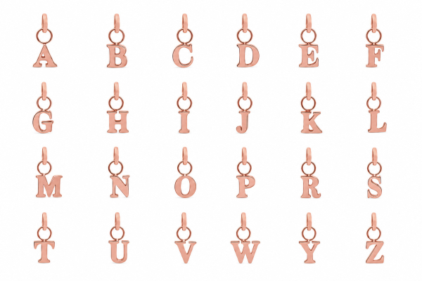 Buchstabenanhänger klein Edelstahl IPR rosé vergoldet