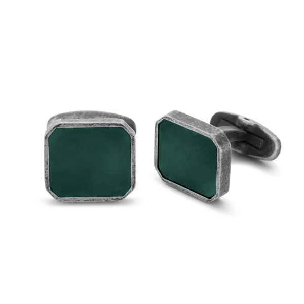 Frank 1967 Manschettenknöpfe mit grüner Jade Edelstahl