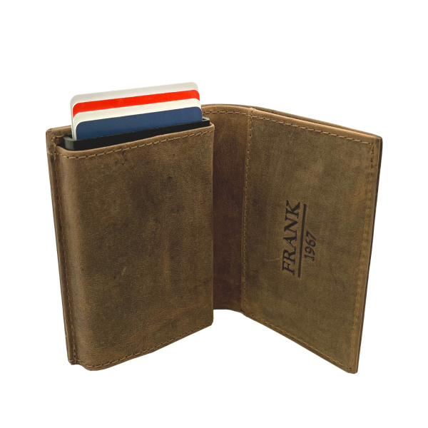 Pop-Up-Wallet in Leder braun