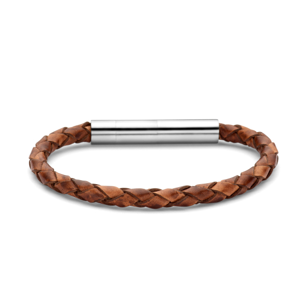 Frank 1967 Kinderarmband Echt Leder braun 4mm breit Edelstahl