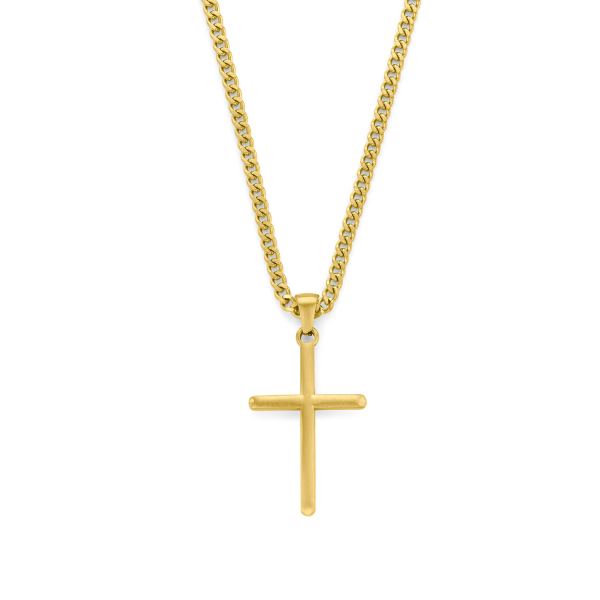 Frank1967 Halskette 50cm mit Anhänger Kreuz Edelstahl IPG