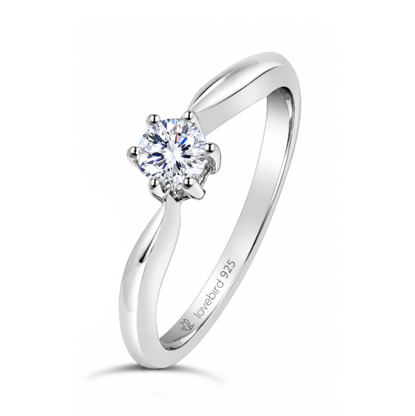 Lovebird Damenring mit Zirkonia 101 Facetten Silber 925/000