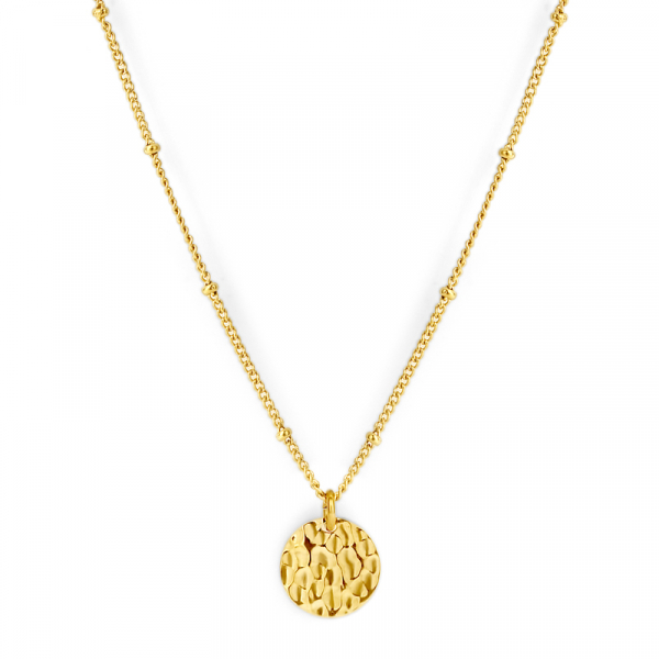 Lovebird Collier 40+5cm mit Platte gehämmert Edelstahl IPG