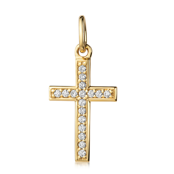 Lovebird Anhänger Kreuz mit Brillant 0,08 ct. Gelbgold 585/000