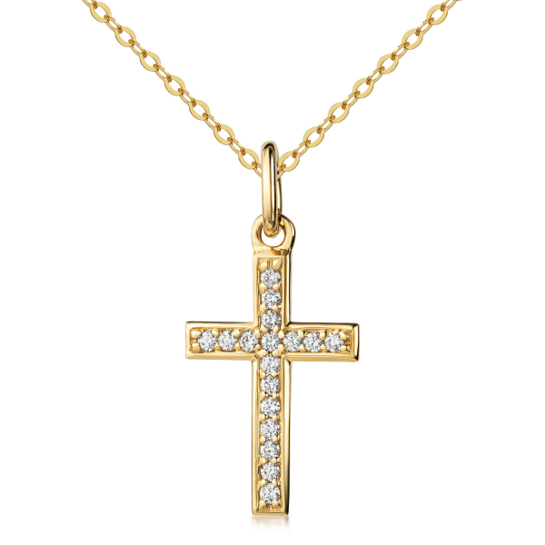 Lovebird Anhänger Kreuz mit Brillant 0,08 ct. Gelbgold 585/000