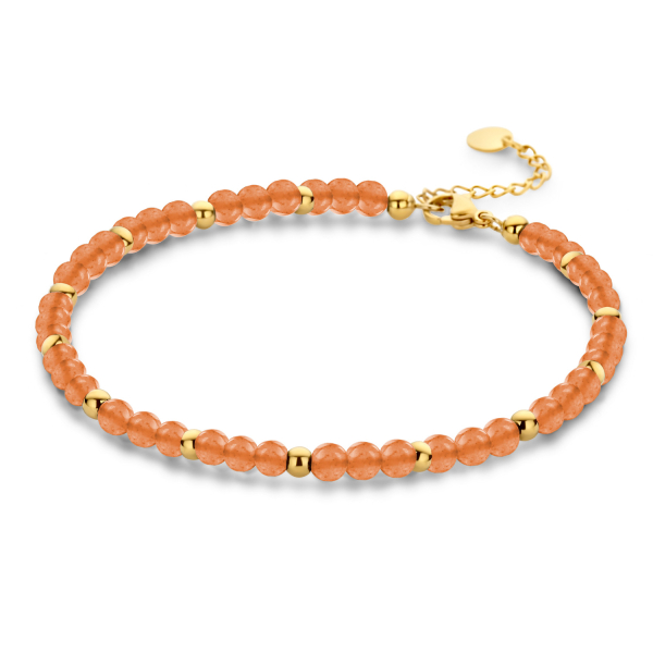 Lovebird Fußkette mit Achat orange Edelstahl IPG