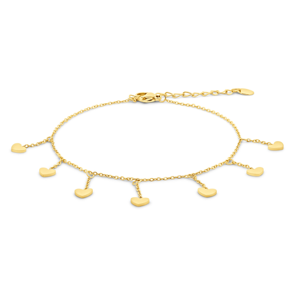 Lovebird Fußkette mit Herzen Edelstahl IPG