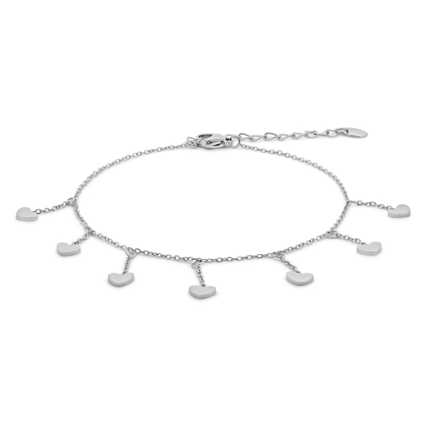 Lovebird Fußkette mit Herzen Edelstahl