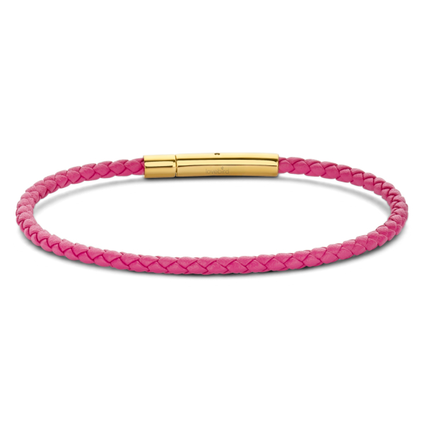 Lovebird Armband Leder pink Edelstahl IPG