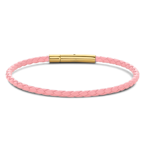 Lovebird Armband Leder rosé Edelstahl IPG