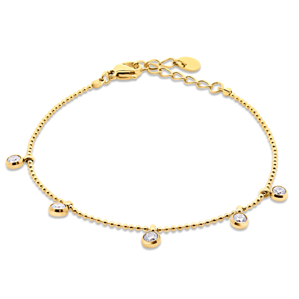 Lovebird Armband mit 5 Zirkonia Edelstahl IPG