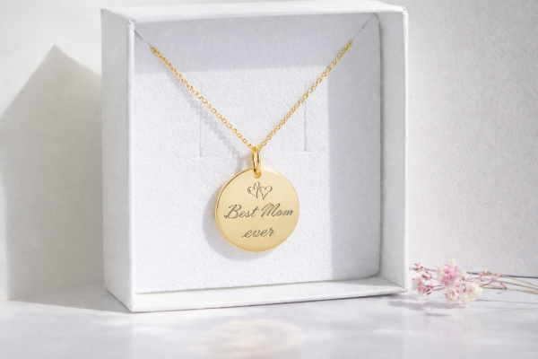 Halskette mit Gravurplatte 14mm "Best Mom ever" Silber 925/000