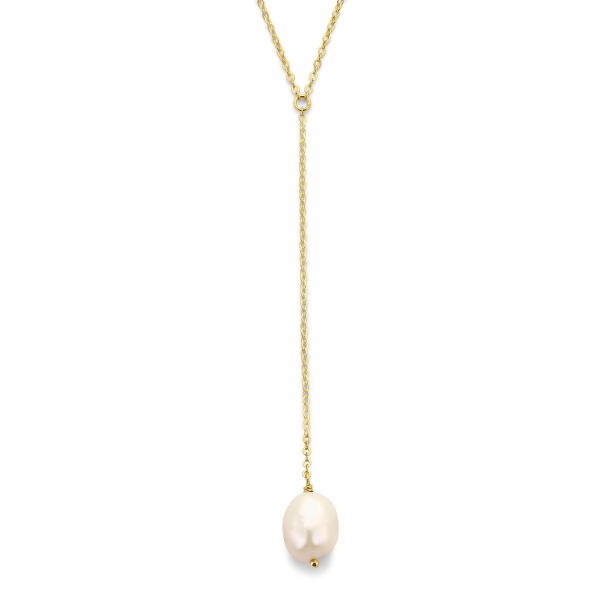 Y-Collier mit Süßwasser-Zuchtperle 9x10mm Silber 925/000 vergoldet