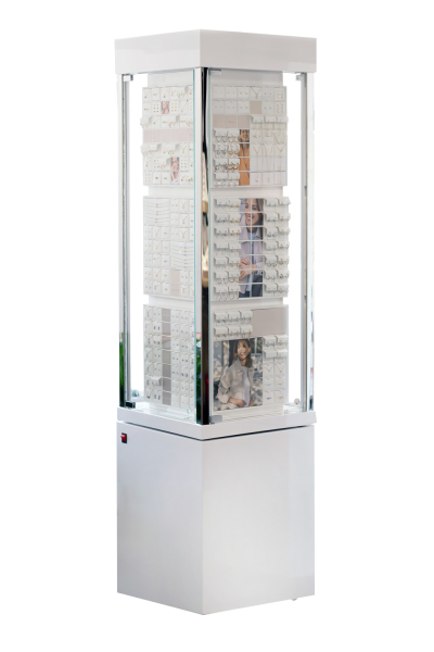 Set Schmuckvitrine groß 45x45x196cm beleuchtet mit Laden und Karten