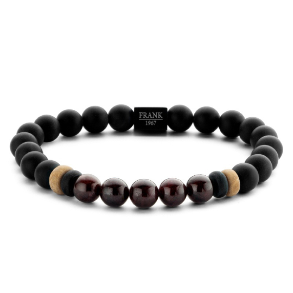 Frank 1967 Armband Achat / Granat 8mm breit Edelstahl