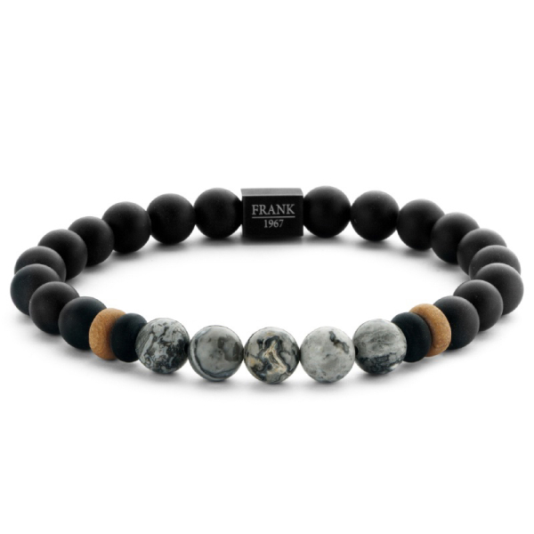 Frank 1967 Armband Achat / Jaspis 8mm breit Edelstahl IPB