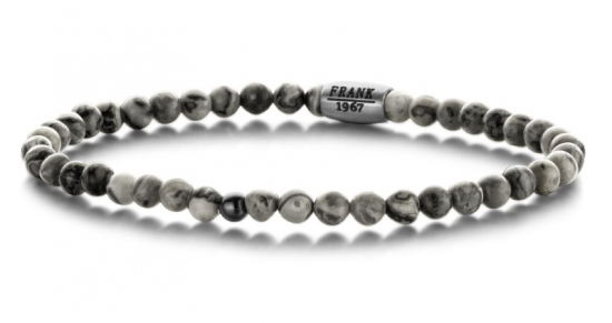 Frank 1967 Armband Jaspis grau 4-5mm breit Edelstahl