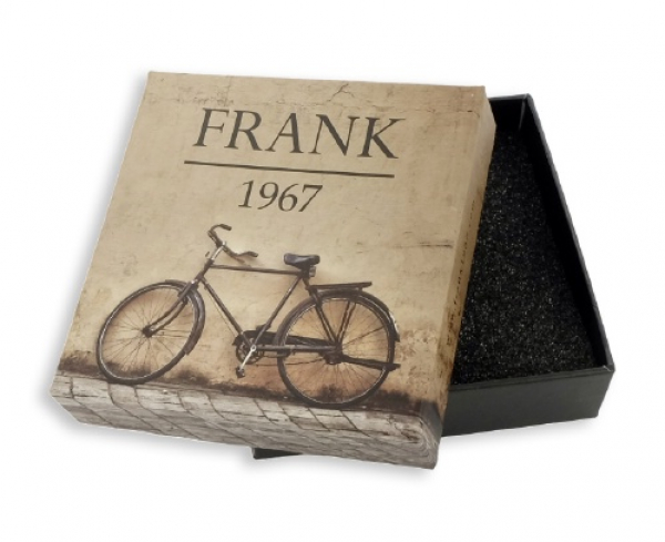 Frank 1967 Armband Echt Leder schwarz mit Schild Edelstahl