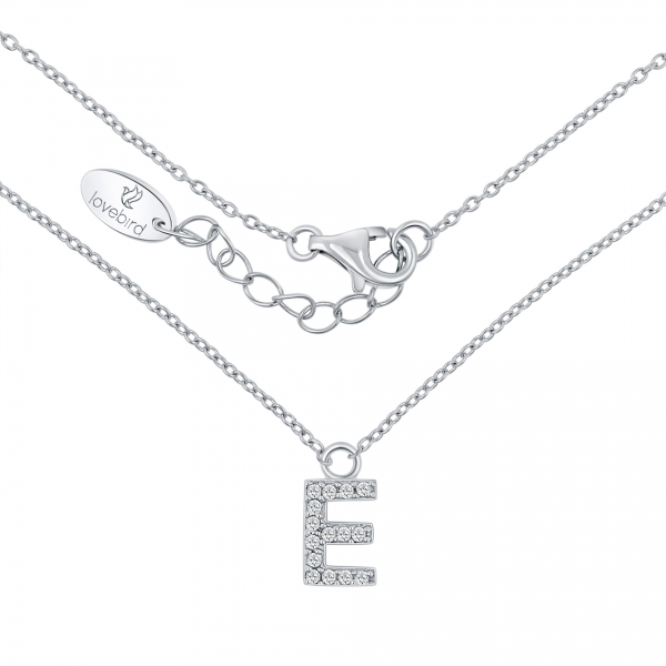 Lovebird Buchstabencollier E mit Zirkonia Echt Silber 925/000