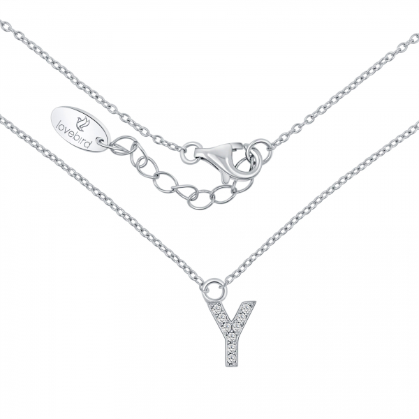 Lovebird Buchstabencollier Y mit Zirkonia Echt Silber 925/000