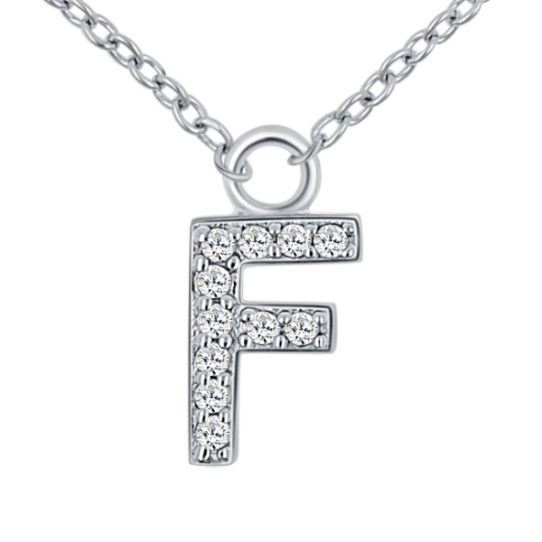 Lovebird Buchstabencollier F mit Zirkonia Echt Silber 925/000