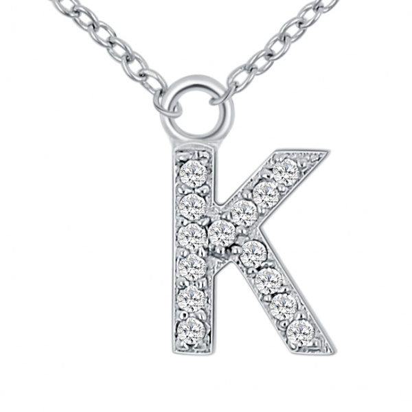 Lovebird Buchstabencollier K mit Zirkonia Echt Silber 925/000