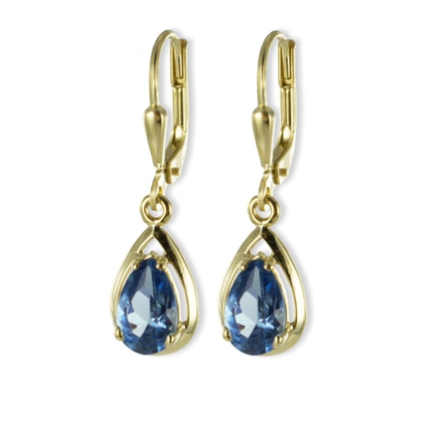 Ohrhänger synthetischer Aquamarin - Gold 333/000